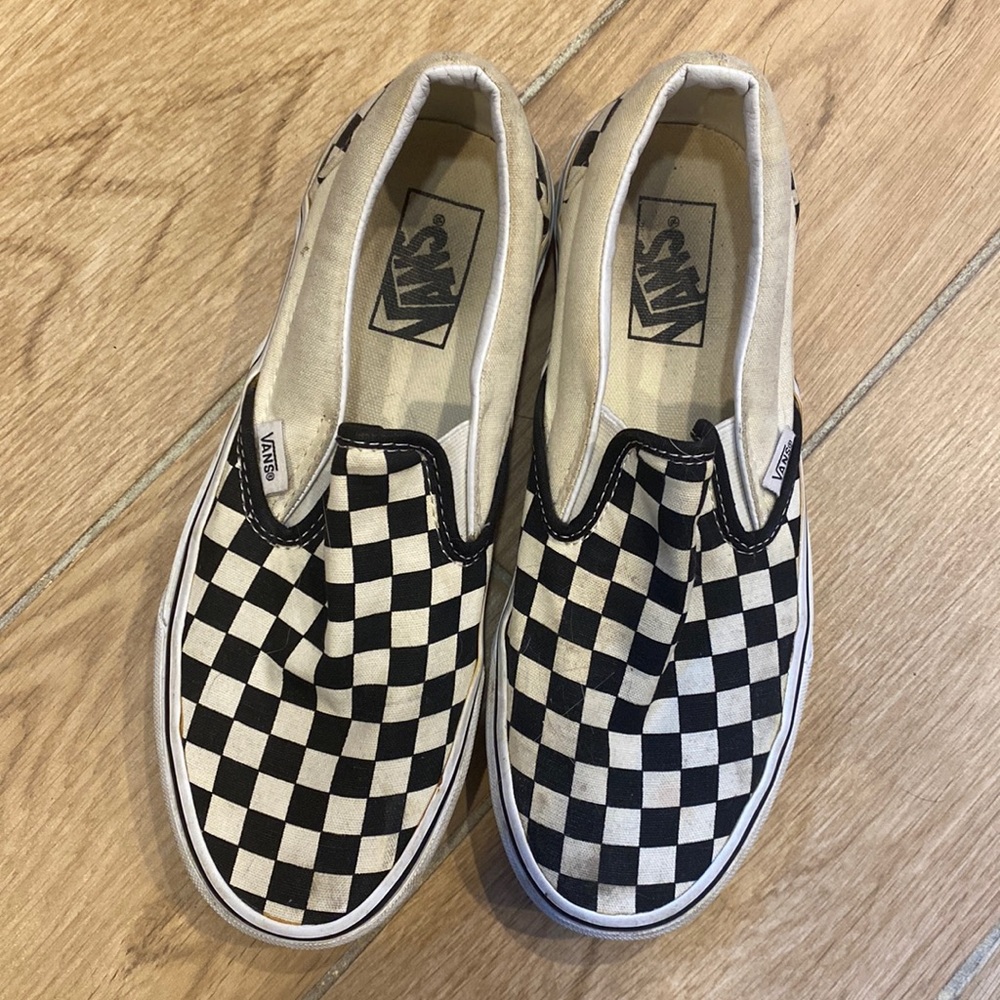 Black and white checkered vans sneakers
